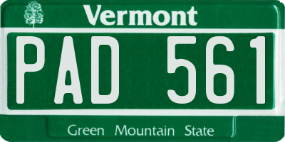 VT license plate PAD561