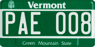 VT license plate PAE008