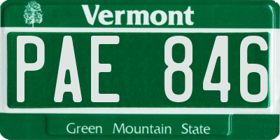 VT license plate PAE846