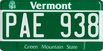 VT license plate PAE938