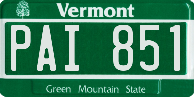 VT license plate PAI851