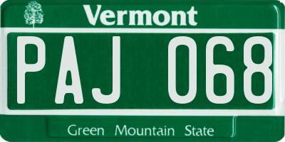 VT license plate PAJ068