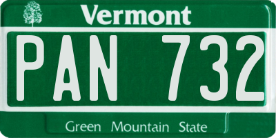 VT license plate PAN732