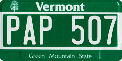 VT license plate PAP507