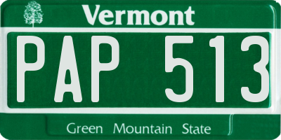 VT license plate PAP513