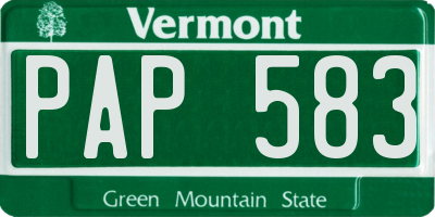 VT license plate PAP583