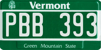 VT license plate PBB393