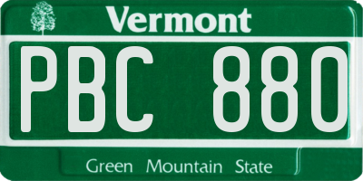 VT license plate PBC880