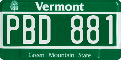 VT license plate PBD881