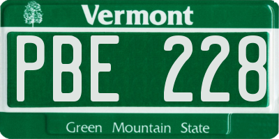 VT license plate PBE228