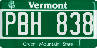 VT license plate PBH838