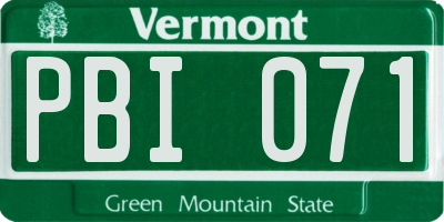 VT license plate PBI071