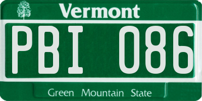 VT license plate PBI086