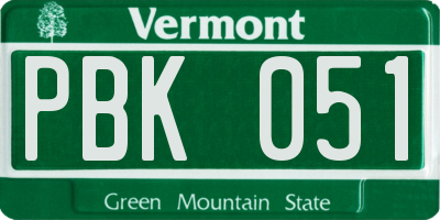 VT license plate PBK051