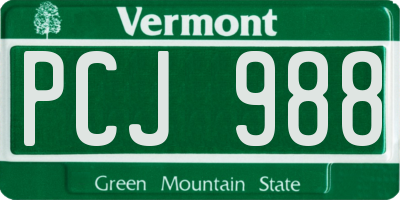 VT license plate PCJ988