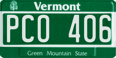 VT license plate PCO406