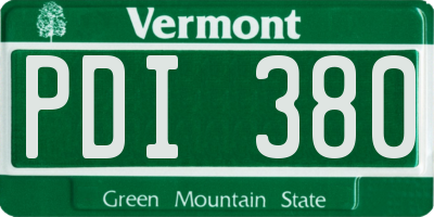 VT license plate PDI380