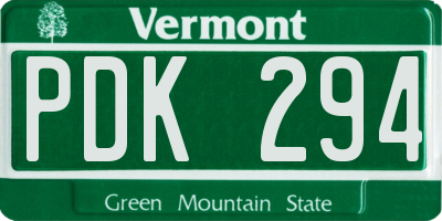 VT license plate PDK294