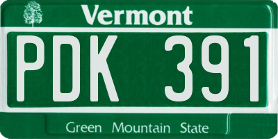 VT license plate PDK391