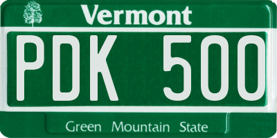 VT license plate PDK500