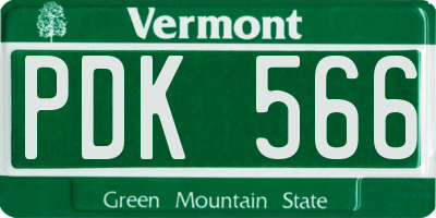 VT license plate PDK566