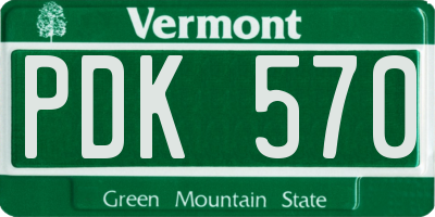VT license plate PDK570