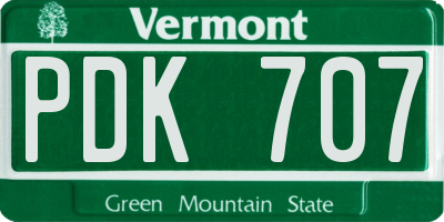 VT license plate PDK707
