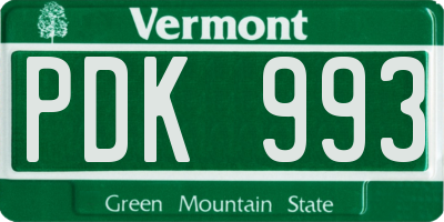 VT license plate PDK993