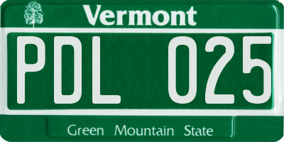 VT license plate PDL025