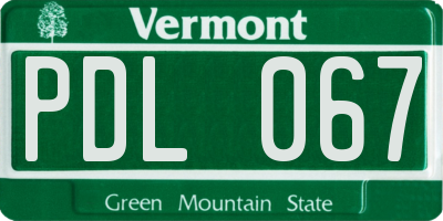 VT license plate PDL067