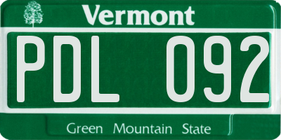 VT license plate PDL092
