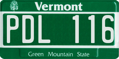 VT license plate PDL116