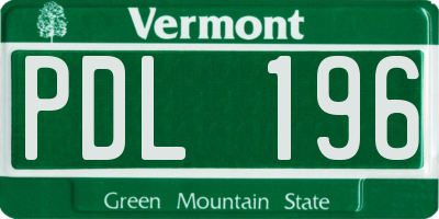 VT license plate PDL196