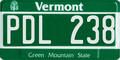 VT license plate PDL238