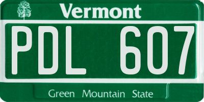 VT license plate PDL607