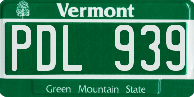 VT license plate PDL939