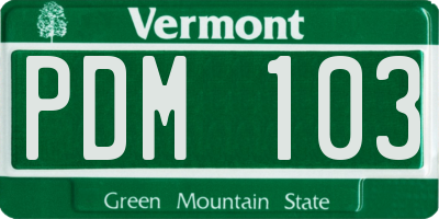 VT license plate PDM103