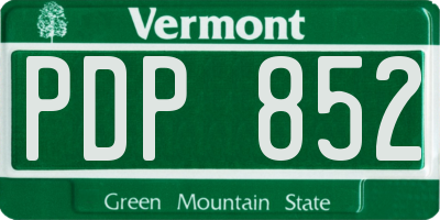 VT license plate PDP852