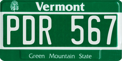 VT license plate PDR567