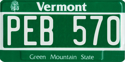 VT license plate PEB570