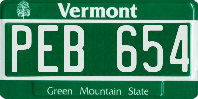 VT license plate PEB654