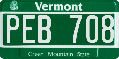 VT license plate PEB708