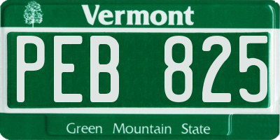 VT license plate PEB825