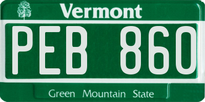 VT license plate PEB860