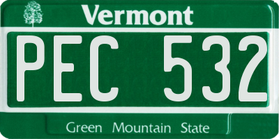 VT license plate PEC532