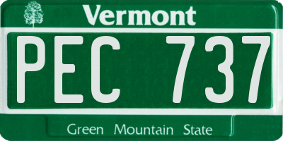 VT license plate PEC737