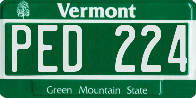 VT license plate PED224