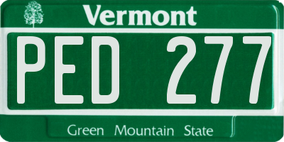 VT license plate PED277