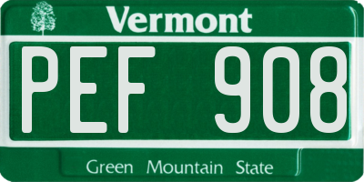 VT license plate PEF908