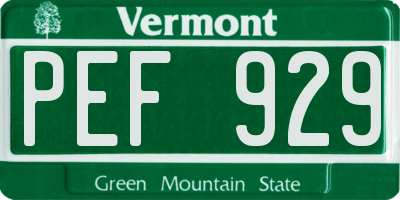VT license plate PEF929